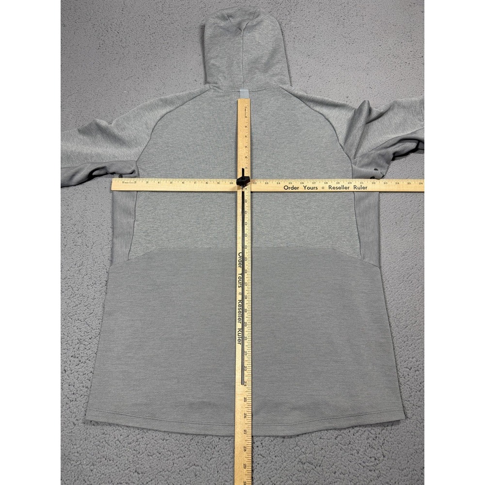 Lululemon Athletica Hoodie Mens Large Gray Pullover Zip Pockets Reflective Logo - Picture 5 of 8